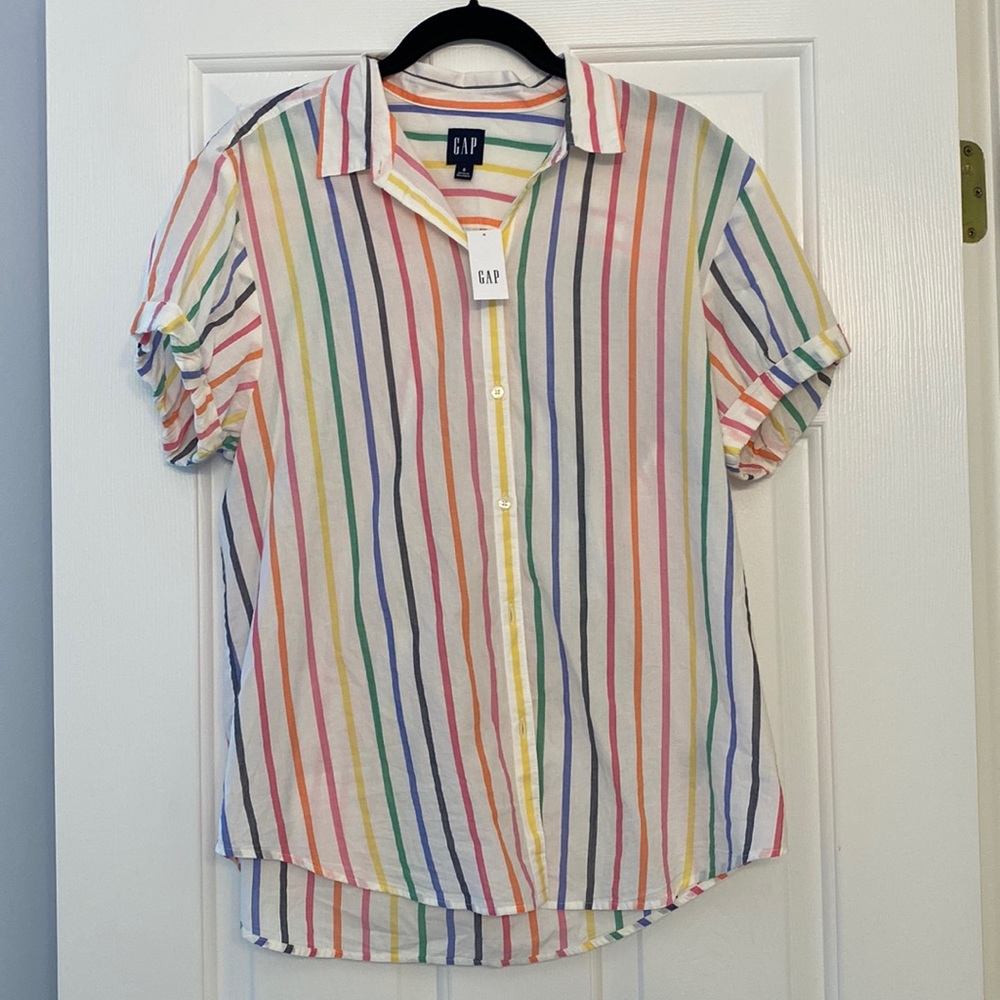 Gap Rainbow Stripe Button down shirt